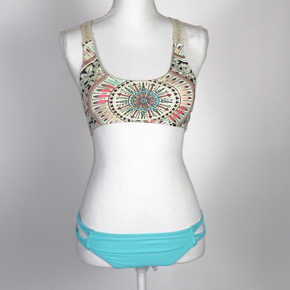 Reteron  Back Crochet Tile Green Swimsuit